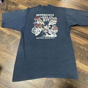 Vintage 80s Bike Week Daytona Beach Motorcycle T Shirt Large Harley USA Made